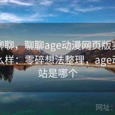 简单聊聊，聊聊age动漫网页版实际效果怎么样：零碎想法整理，age动漫网站是哪个