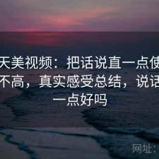聊聊天美视频：把话说直一点使用成本高不高，真实感受总结，说话直接一点好吗
