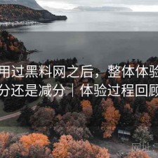 实际用过黑料网之后，整体体验是加分还是减分｜体验过程回顾